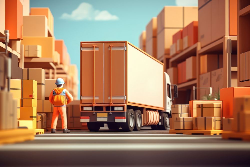 Cardboard vehicle box transportation. AI generated Image by rawpixel.