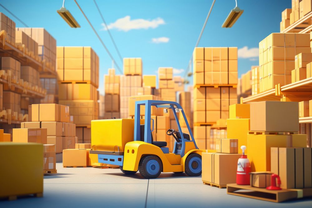 Forklift box architecture delivering. AI generated Image by rawpixel.