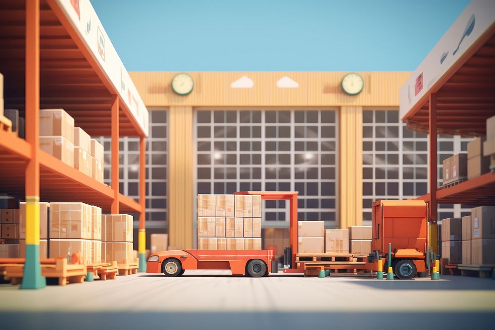 Warehouse architecture building car. AI generated Image by rawpixel.