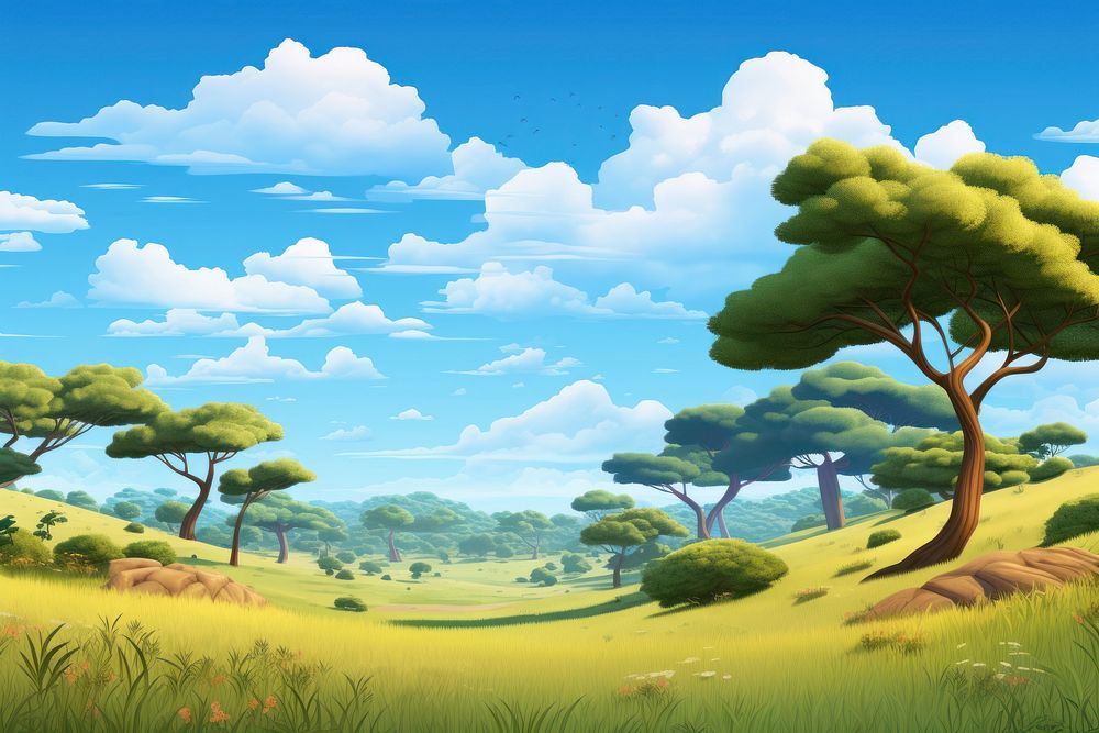 Landscape grassland outdoors savanna. AI generated Image by rawpixel.