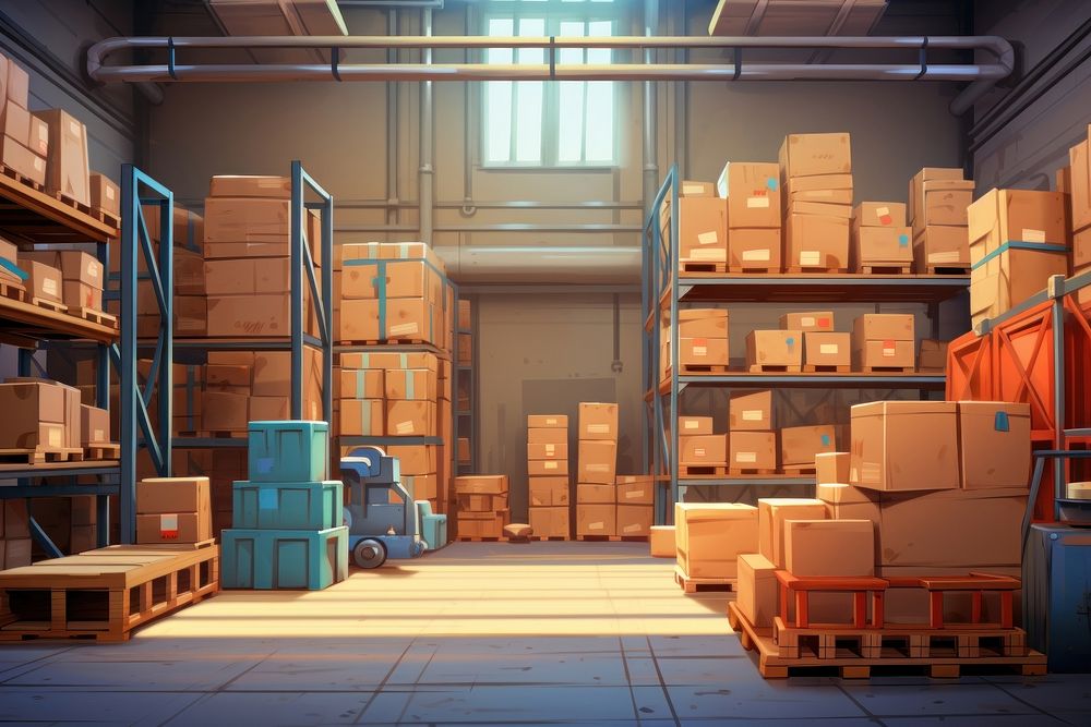 Warehouse architecture cardboard building. AI generated Image by rawpixel.