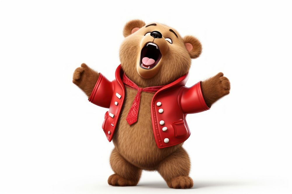 Cartoon bear toy white background. AI generated Image by rawpixel.