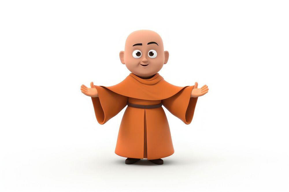 Monk cartoon white background representation. AI generated Image by rawpixel.
