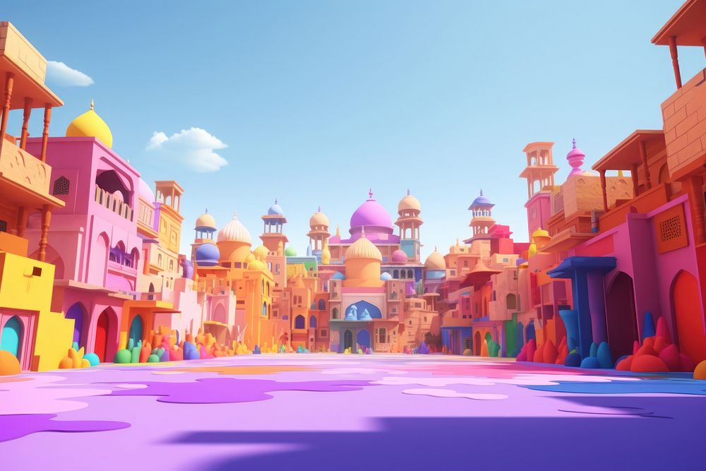 Colorul india outdoors cartoon architecture. AI generated Image by rawpixel.