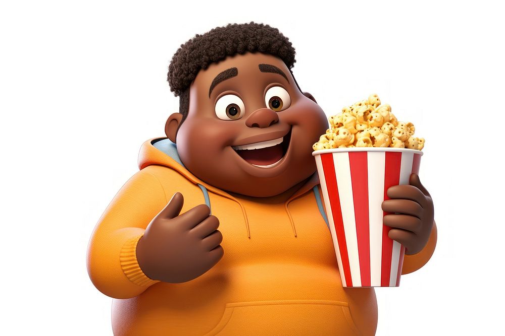 Popcorn cartoon snack white background. AI generated Image by rawpixel.