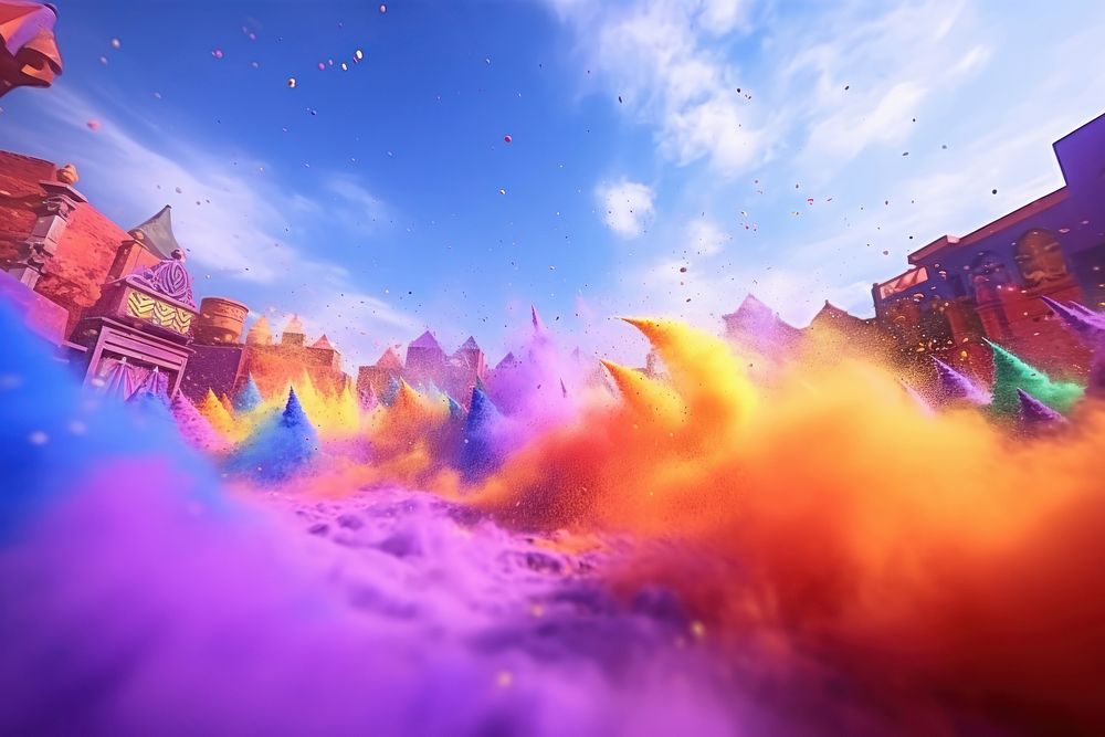 Holi celebration outdoors festival. AI generated Image by rawpixel.