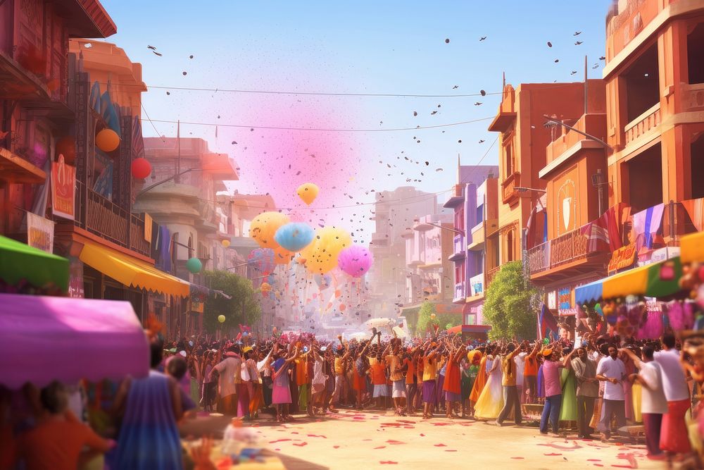 Festival celebration celebrating street. AI generated Image by rawpixel.