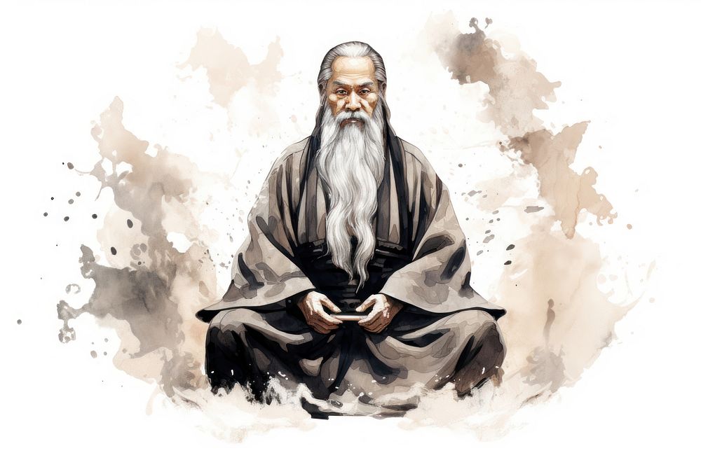Taoism portrait drawing sketch. AI generated Image by rawpixel.