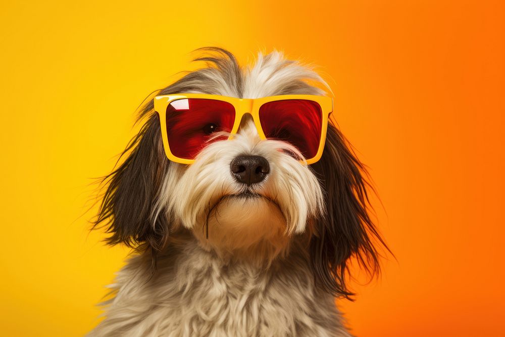 Glasses sunglasses terrier mammal. 