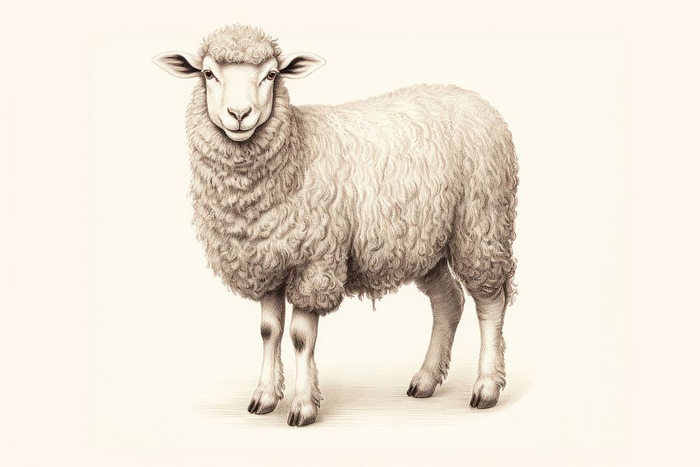 Sheep livestock drawing animal. AI generated Image by rawpixel.