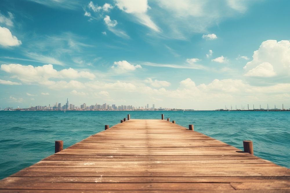 Dock sky landscape outdoors. AI generated Image by rawpixel.