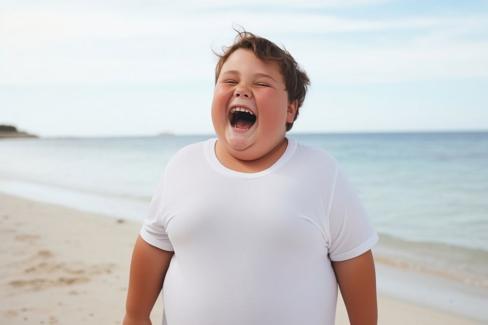 Laughing shouting beach adult. AI generated Image by rawpixel.
