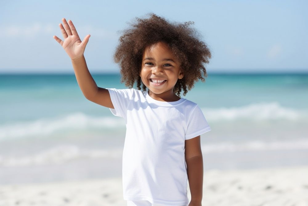 Smile beach child happy. AI generated Image by rawpixel.