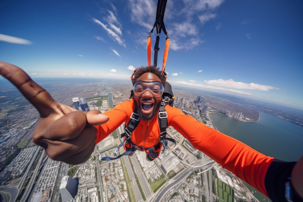 City recreation adventure skydiving. AI generated Image by rawpixel.