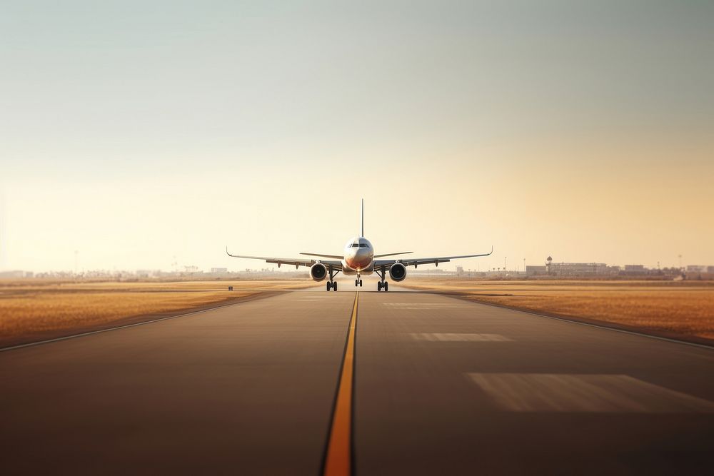 Airport runway landscape aircraft. AI generated Image by rawpixel.