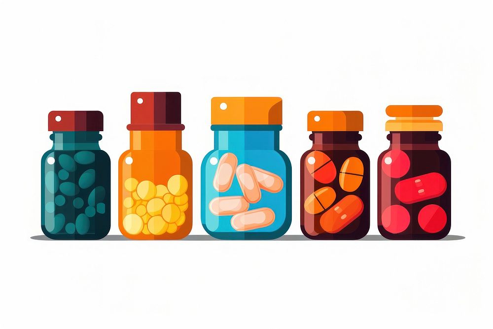 Pill bottle drug white background. AI generated Image by rawpixel.