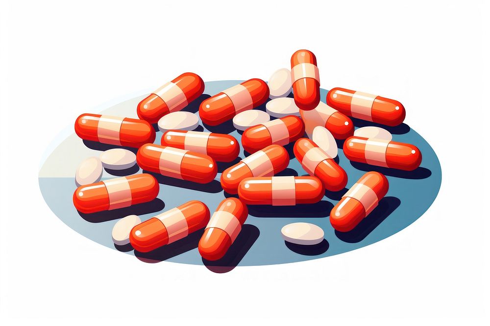 Capsule pill white background medication. AI generated Image by rawpixel.