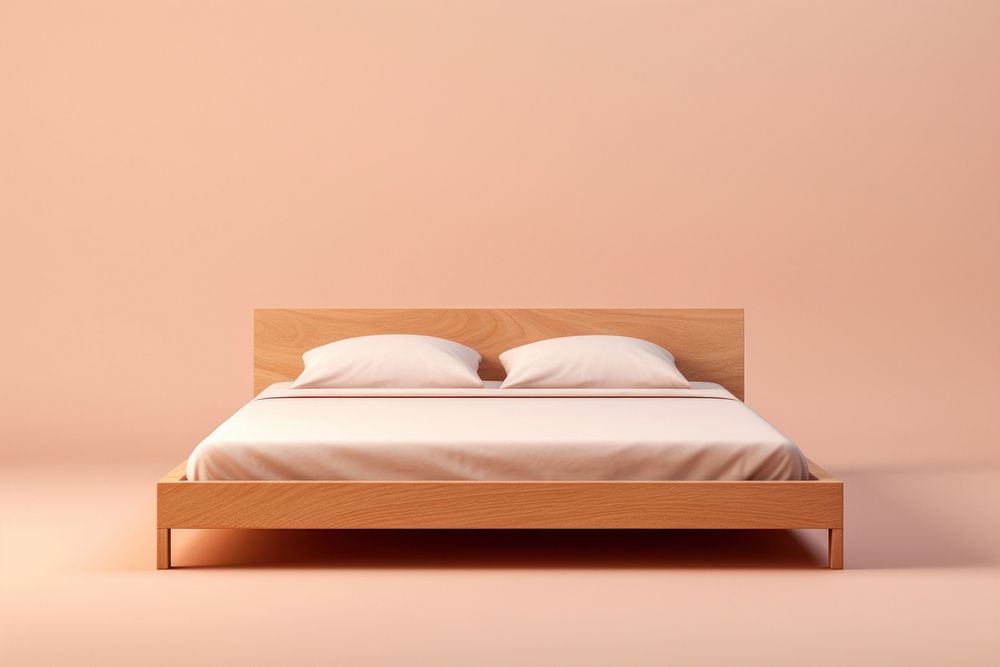 Bed furniture bedroom wood. AI generated Image by rawpixel.