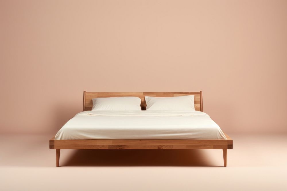 Bed furniture bedroom wood. AI generated Image by rawpixel.