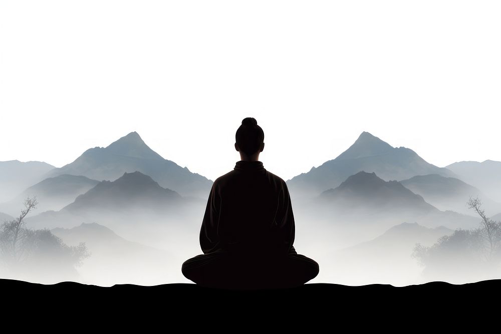 Taoism silhouette meditating adult. AI generated Image by rawpixel.