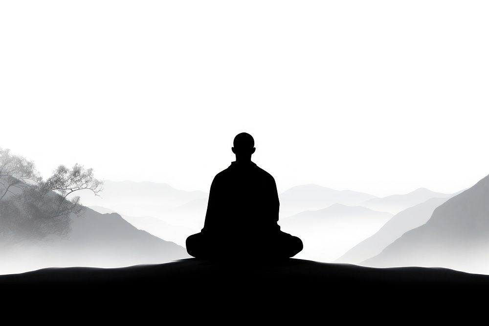 Taoism silhouette meditating adult. AI generated Image by rawpixel.