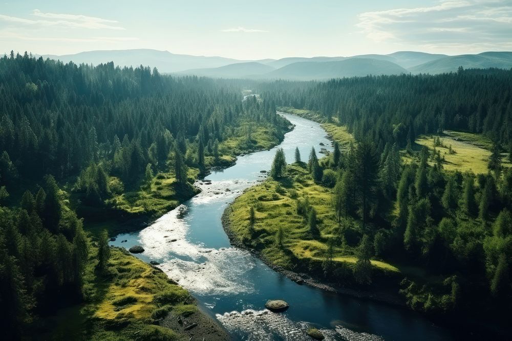 Forest river outdoors nature. AI generated Image by rawpixel.