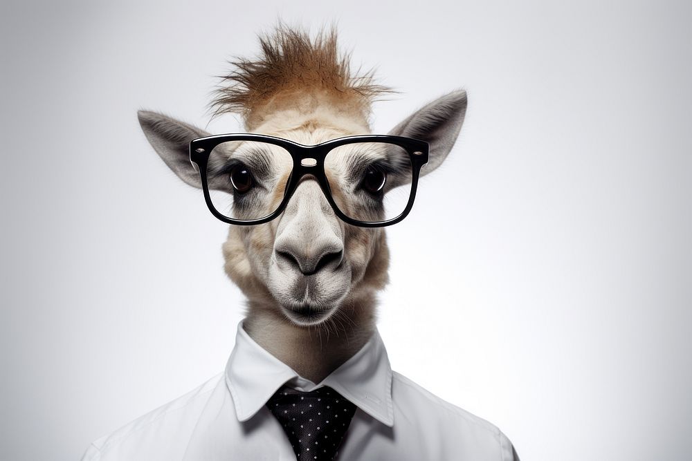 Glasses animal portrait mammal. AI generated Image by rawpixel.