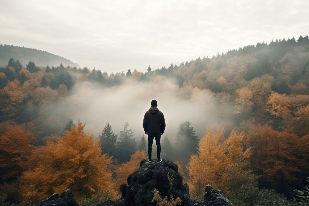 Forest adventure standing outdoors. AI generated Image by rawpixel.