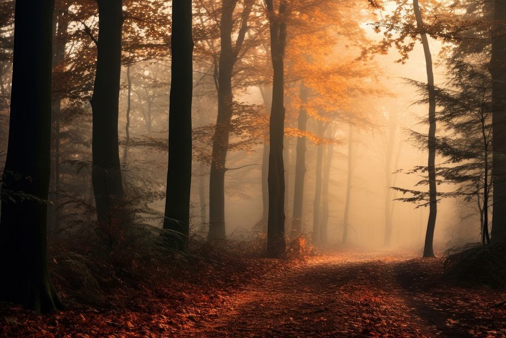 Forest autumn outdoors woodland. AI generated Image by rawpixel.