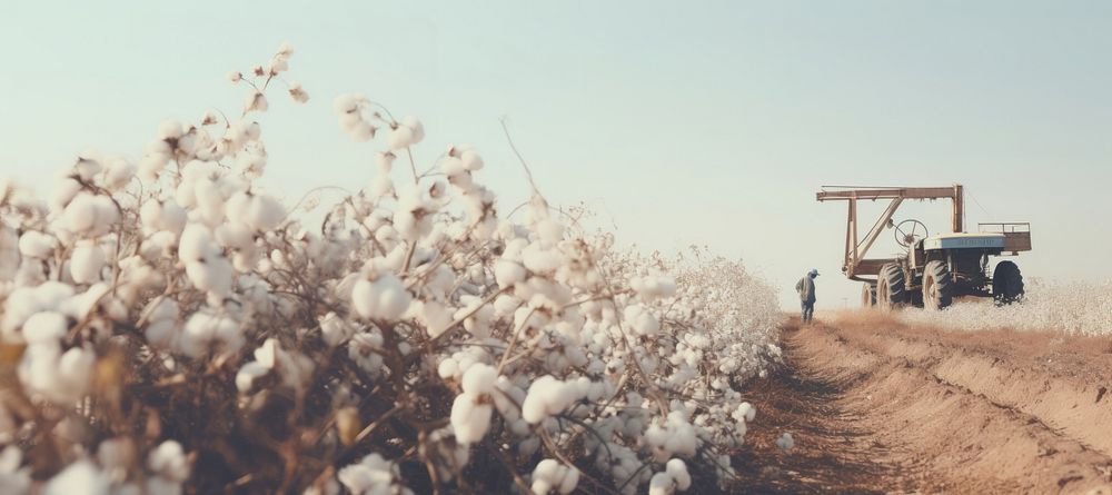 Outdoors nature cotton farm. AI generated Image by rawpixel.