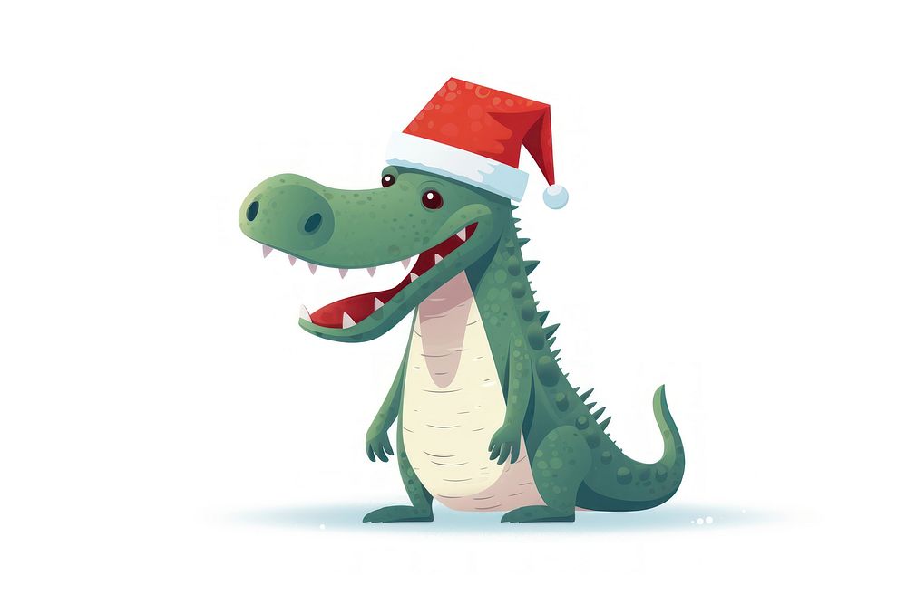 Christmas crocodile dinosaur animal. AI generated Image by rawpixel.