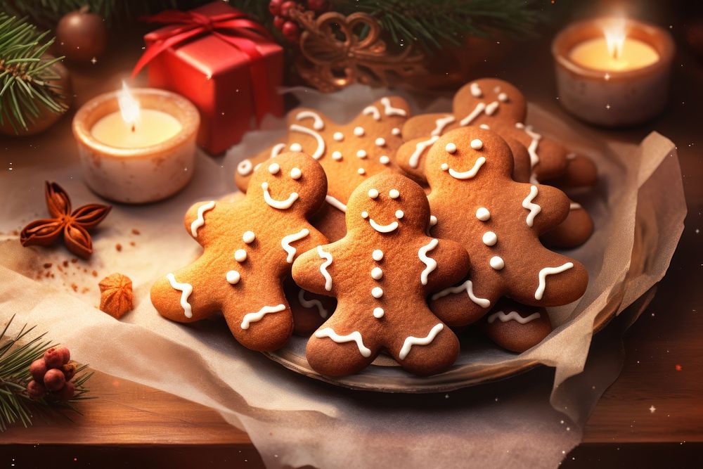 Cookie gingerbread christmas candle. AI generated Image by rawpixel.