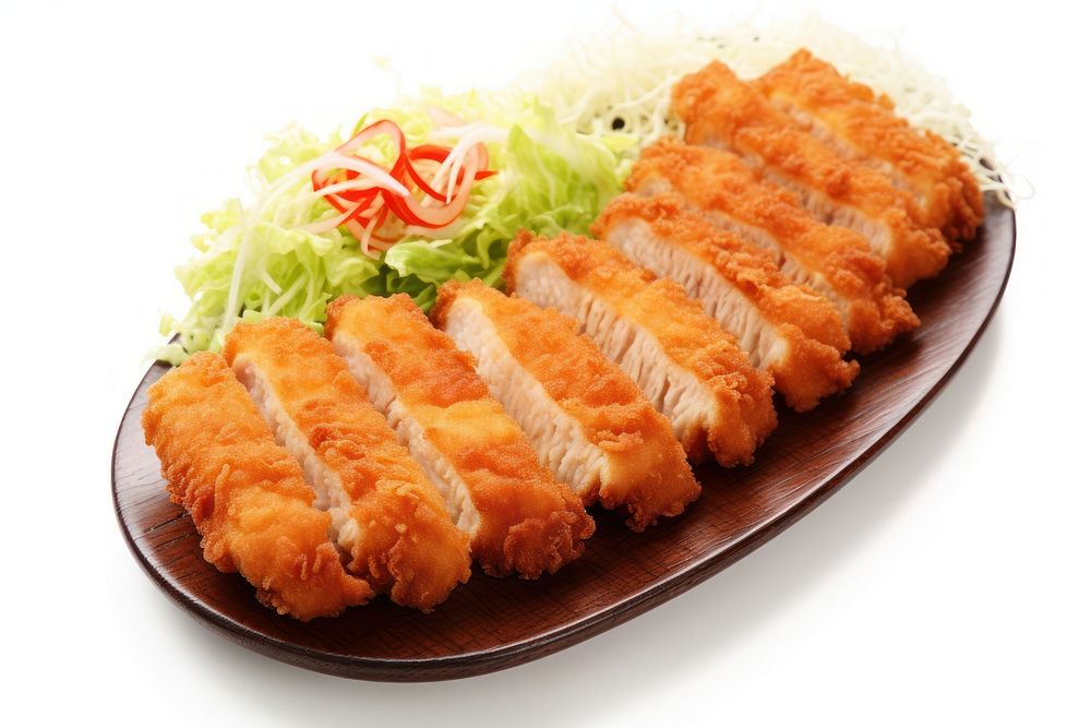 Tonkatsu plate food white background. AI generated Image by rawpixel.