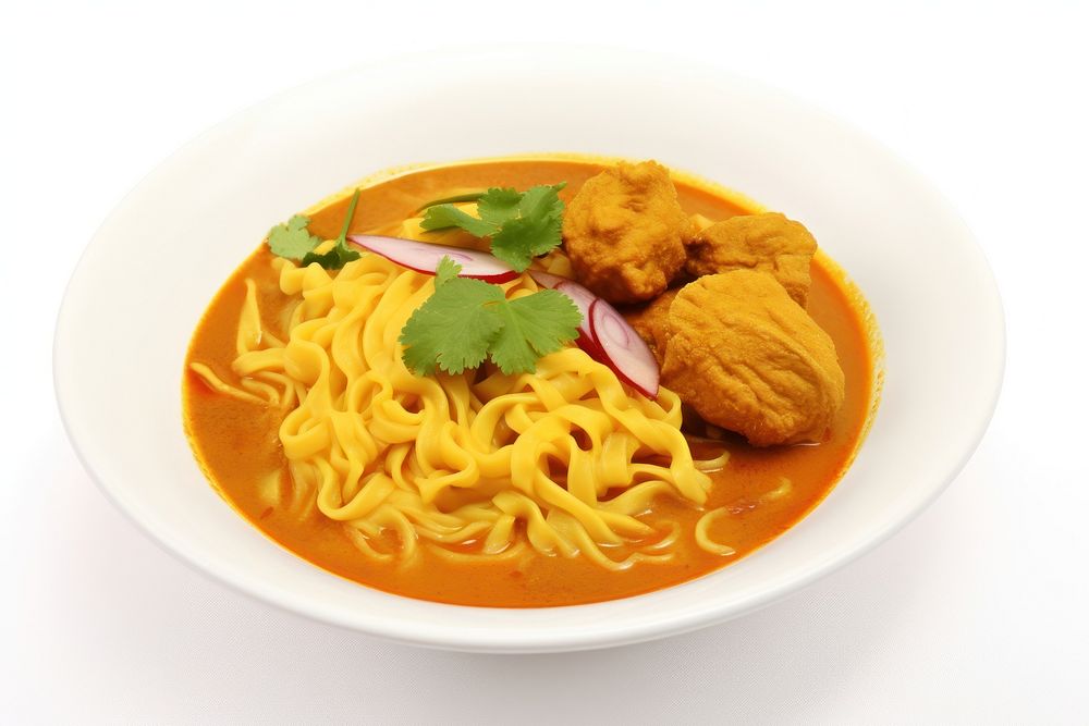 Curry soup noodle plate. AI generated Image by rawpixel.