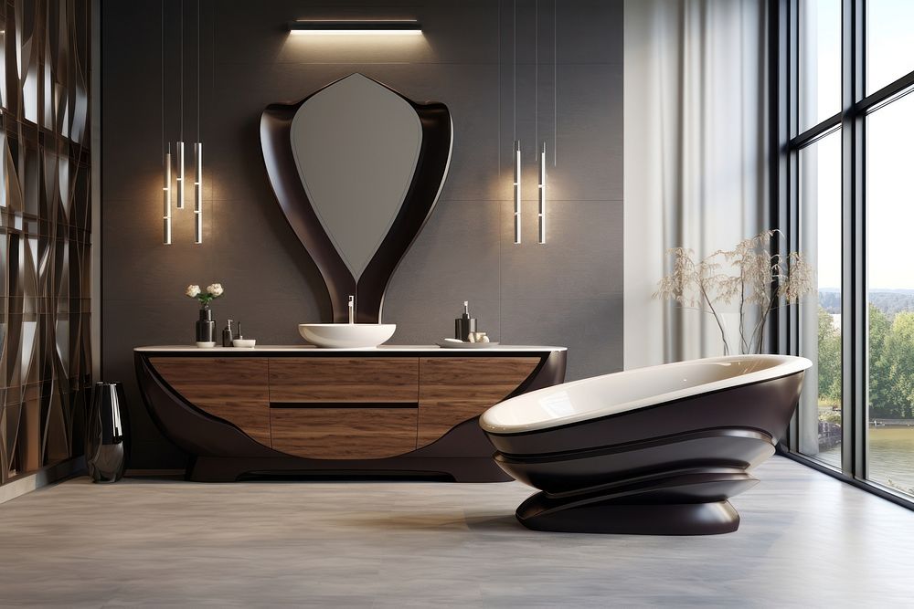 Furniture bathroom bathtub luxury. AI generated Image by rawpixel.