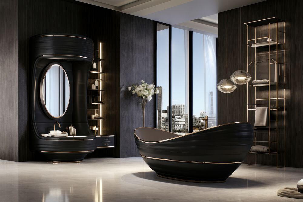 Bathroom bathtub luxury architecture. AI generated Image by rawpixel.