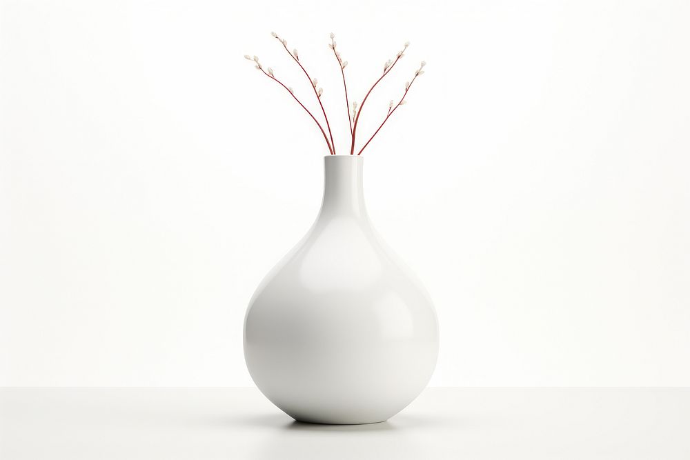 Vase porcelain white white background. 