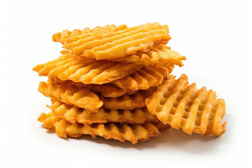 Waffle fries snack food white background. AI generated Image by rawpixel.