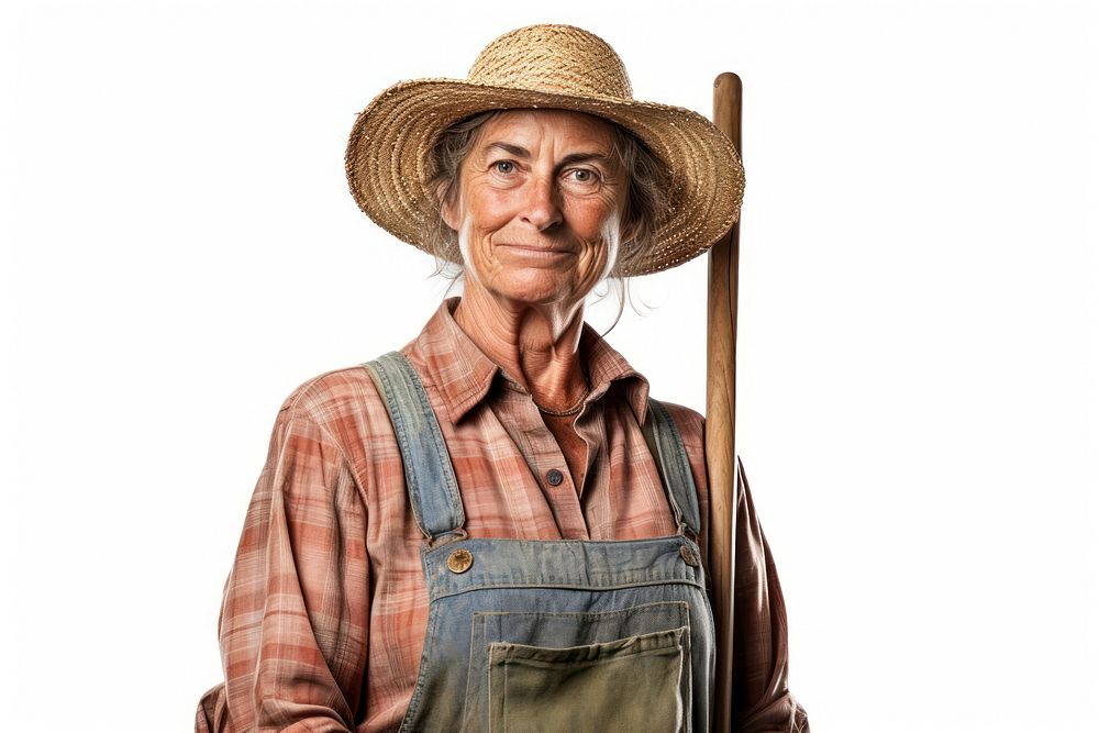 Farmer female adult white background. AI generated Image by rawpixel.