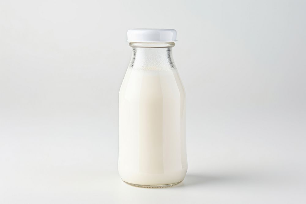 Milk bottle dairy white background. 