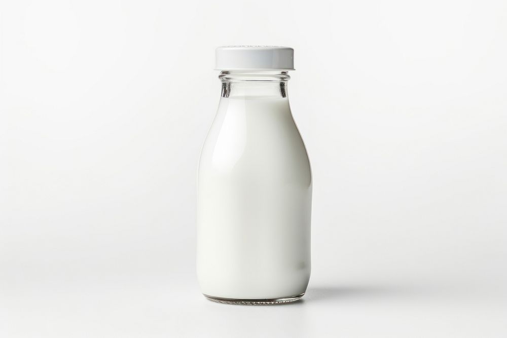 Milk bottle white white background. 