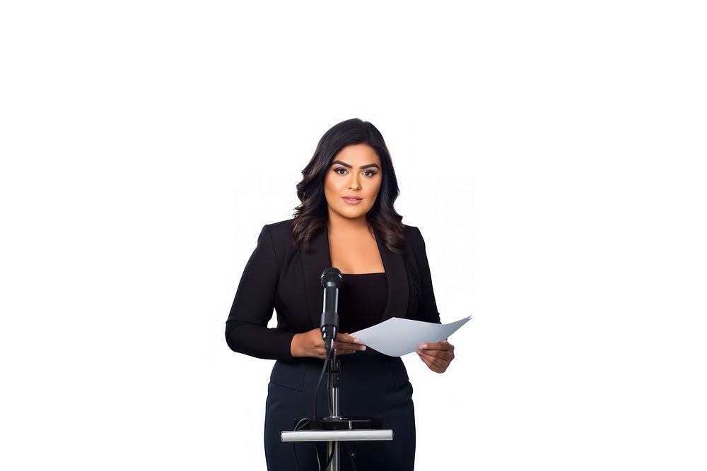 Adult women white background newscaster. AI generated Image by rawpixel.