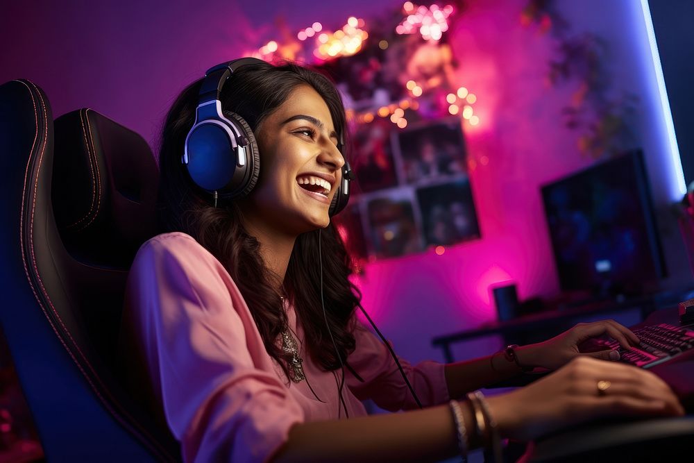 Computer headphones headset smile. 