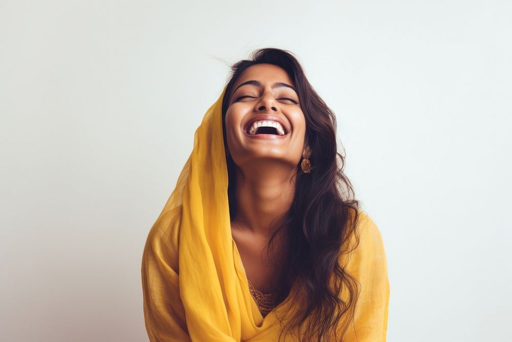 Laughing smiling women scarf. AI generated Image by rawpixel.