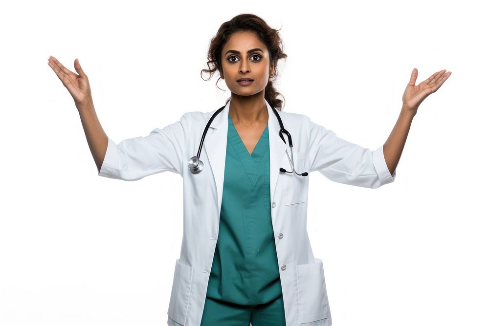 Doctor women white background stethoscope. 