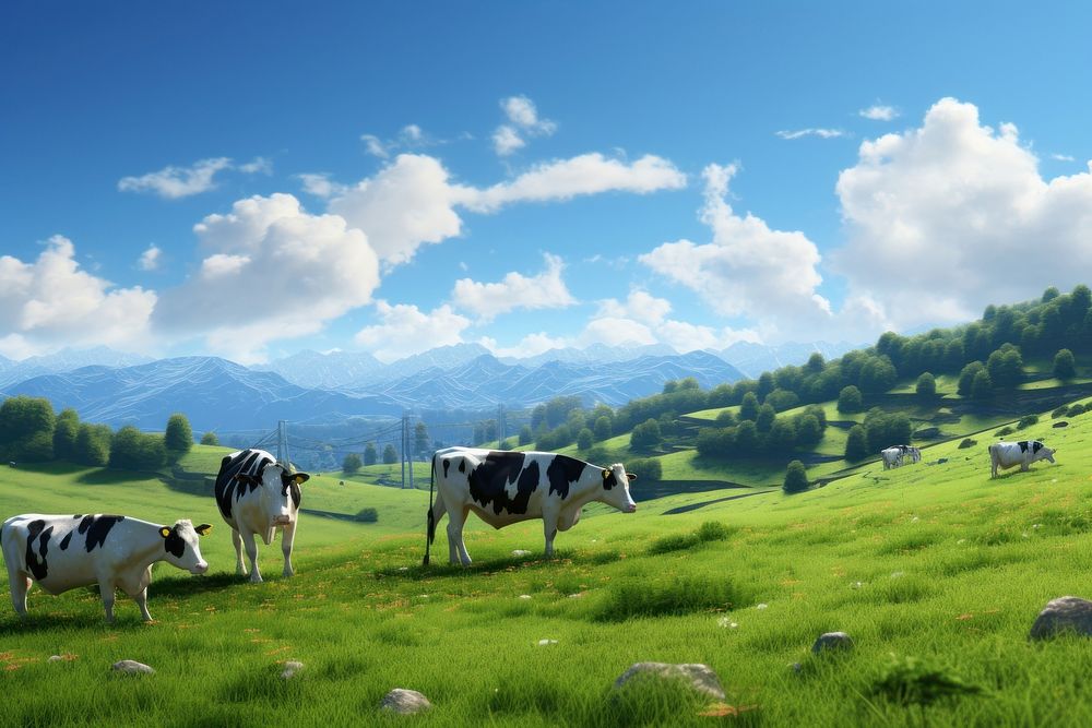 Grass cow agriculture landscape. 