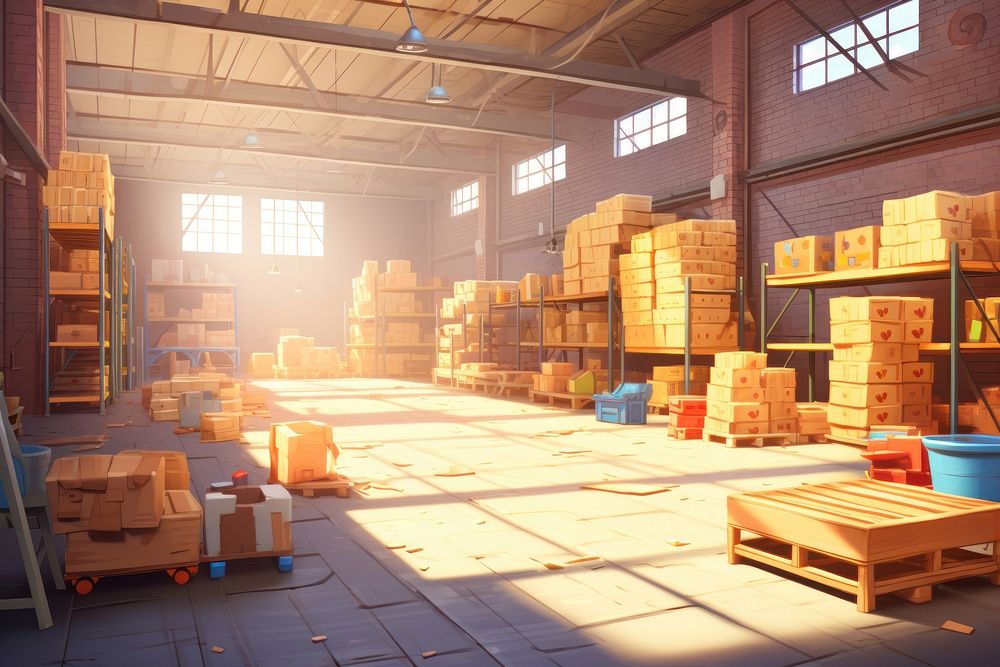 Warehouse architecture building box. AI generated Image by rawpixel.