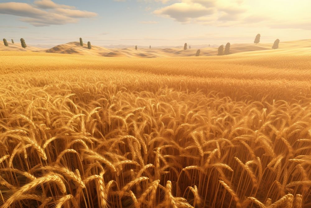 Field wheat agriculture landscape. AI generated Image by rawpixel.