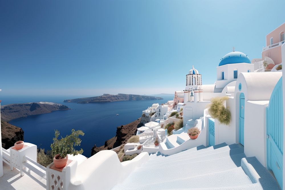 Landscape santorini architecture tranquility. AI generated Image by rawpixel.
