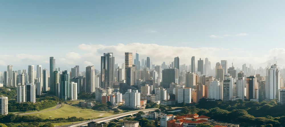 Architecture cityscape landscape panoramic. AI generated Image by rawpixel.